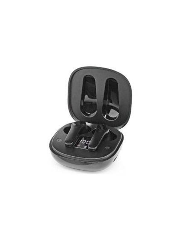 Nedis Täysin langaton Kuulokkeet | ANC (Active Noise Cancelling) | Bluetooth® | Akun 1 käyttöaika vakiokäyttö: 300 min | Kosteusohjaus | Latauskotelo | Sisäänrakennettu mikrofoni | Tuki ääniohjaukselle | Musta