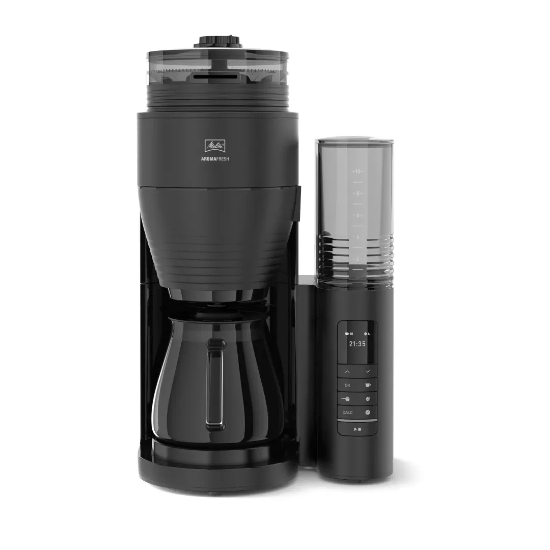 Melitta AromaFresh Pro 10 kupin -kahvinkeitin kahvimyllyllä, musta