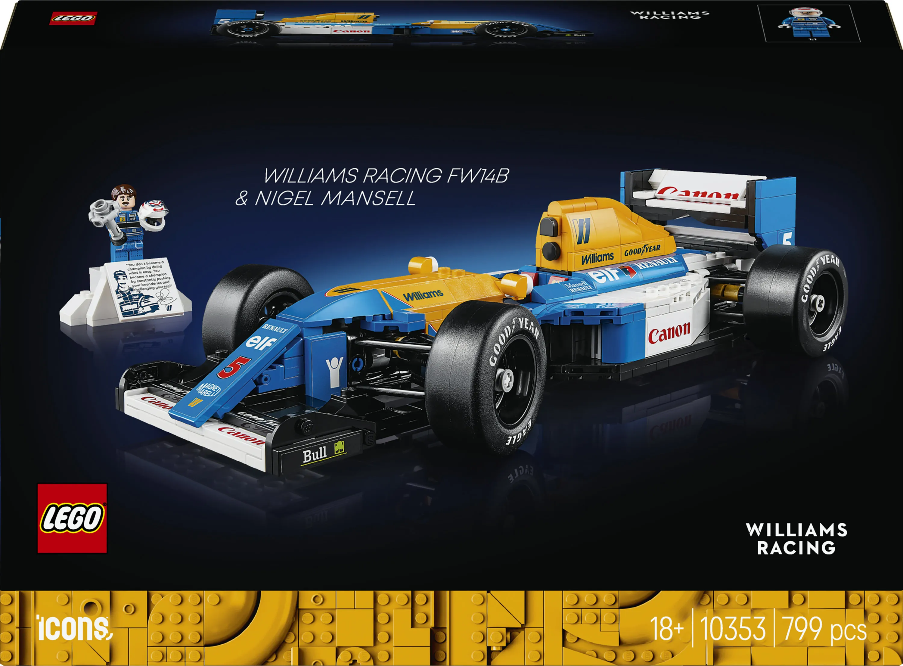 LEGO Icons 10353 Williams Racing FW14B ja Nigel Mansell