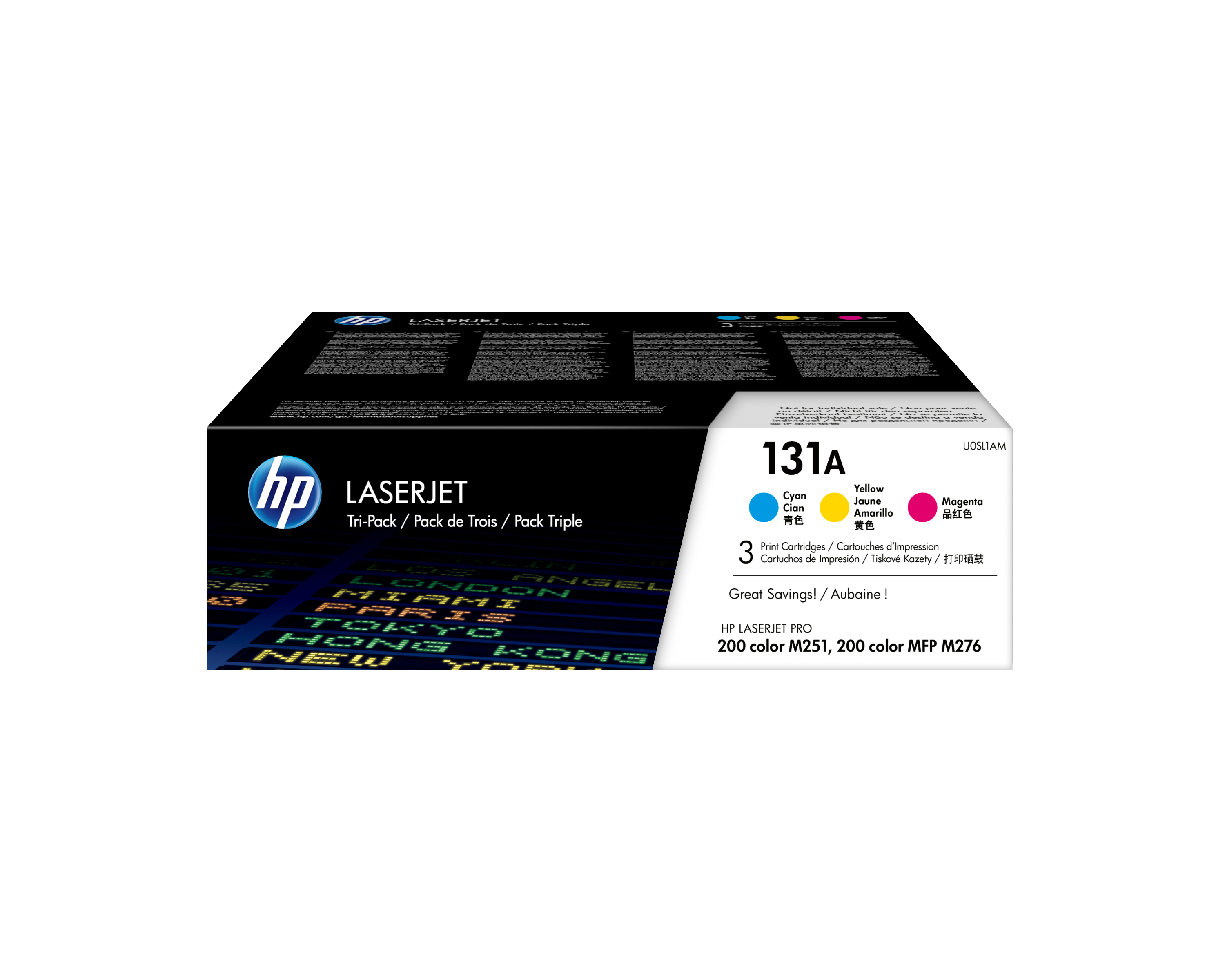 HP 131A -laservärikasettipakkaus, syaani, magenta, keltainen, 3 kpl