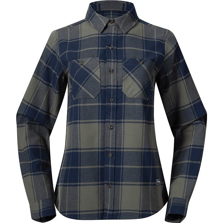 Bergans Nordmarka Flannel Shirt Women Green Mud/Navy Blue Check - XL