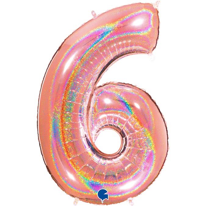 Isot numerofoliopallot, ruusukulta-hologrammi, 100cm-6