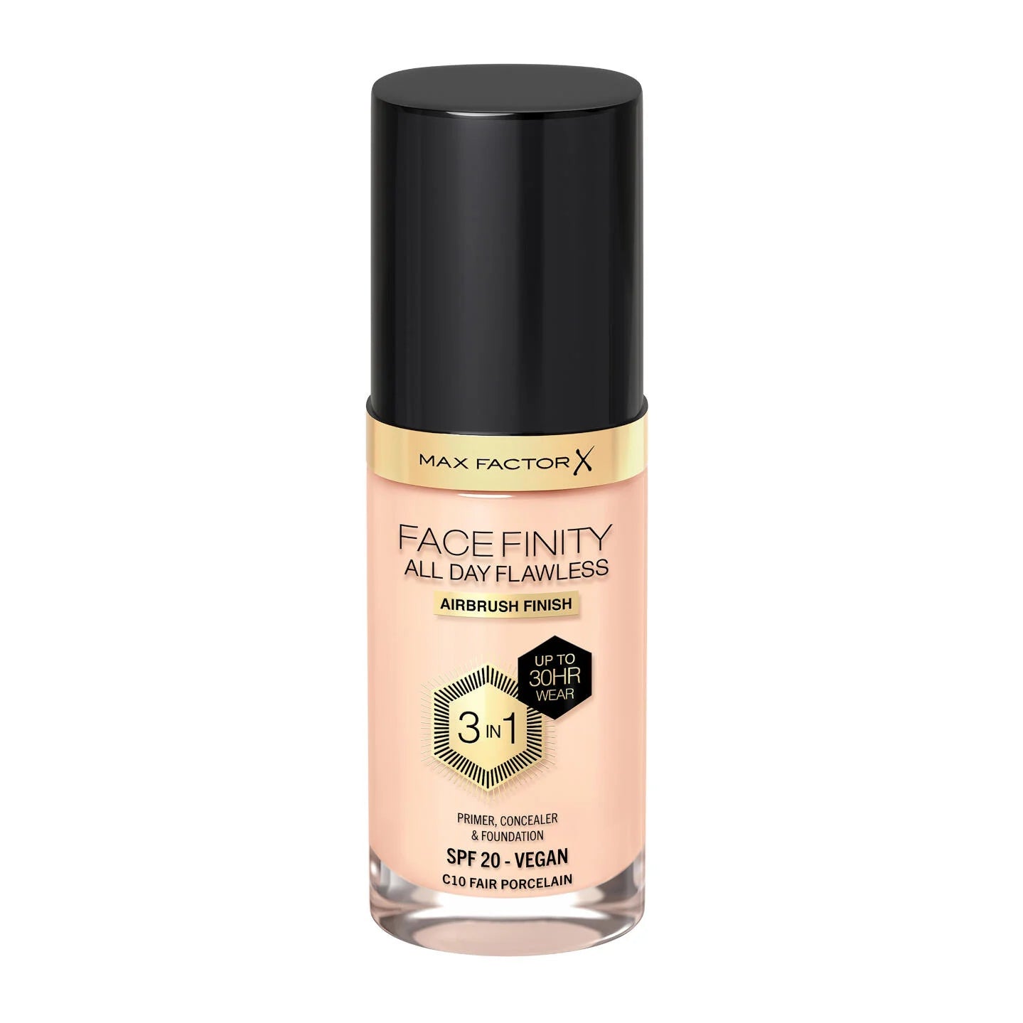 Max Factor Facefinity koko päivän Flawless 3 in 1 Foundation C10-Fair Posliini 30 ml