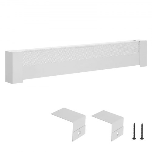 VEVOR Baseboard Heater Covers, Basic Series 1211 mm Standard Electric Heating Unit Front Cover for Home Improvement, Heavy-duty Steel, Easy Installation for Bedroom Replacing Old Cover, White