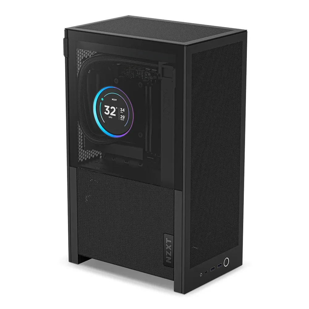 NZXT H2 Flow, Small Form Factor (SFF), PC, musta, Mini-ITX, Terästä, Karkaistu lasi, 7,5 cm
