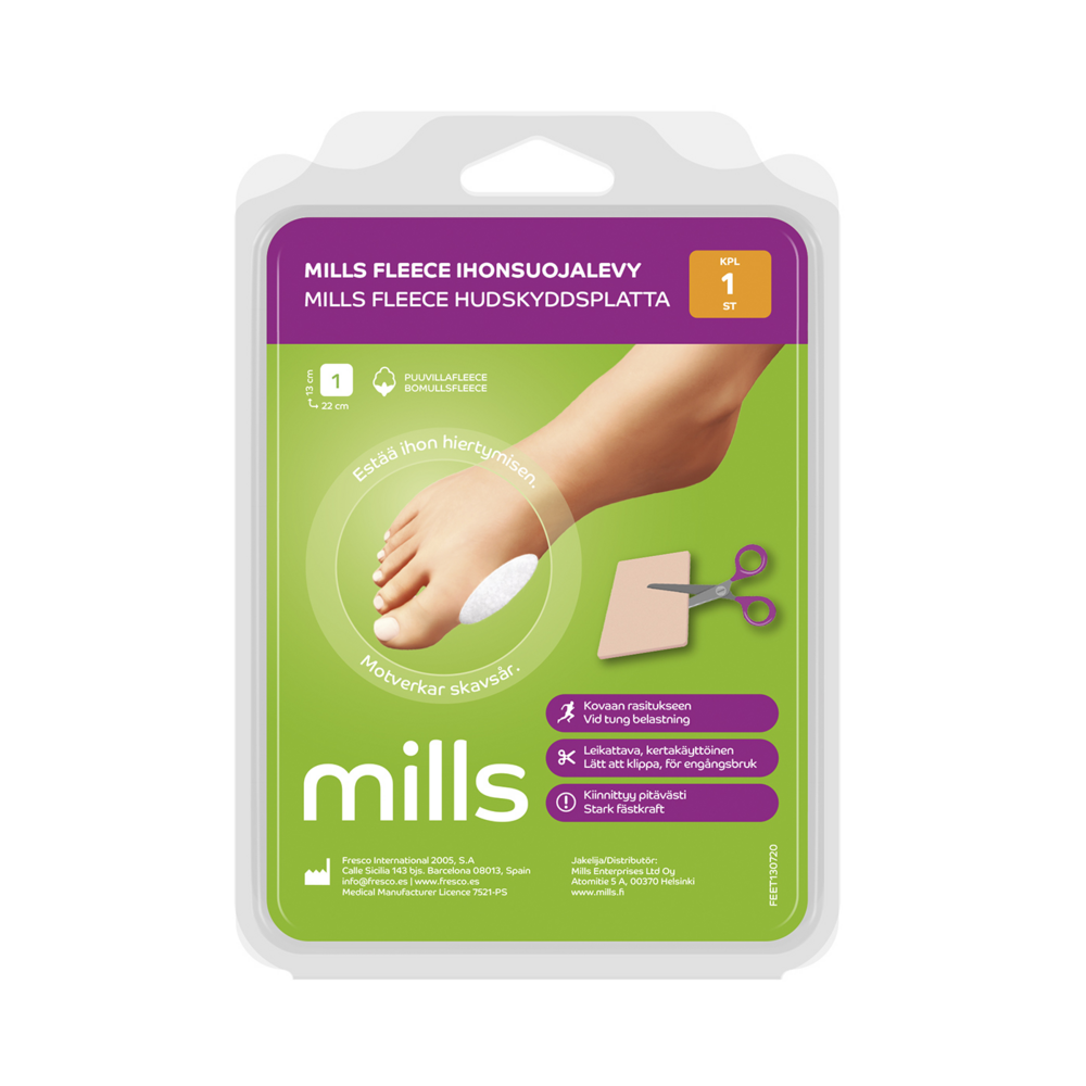 Mills fleece ihonsuojalevy, 13 x 22 cm 1 kpl