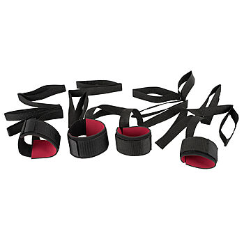 Bondage set - bondagesetti ranne- ja nilkkakahleilla, pehmustetut kahleet, helppokäyttöinen