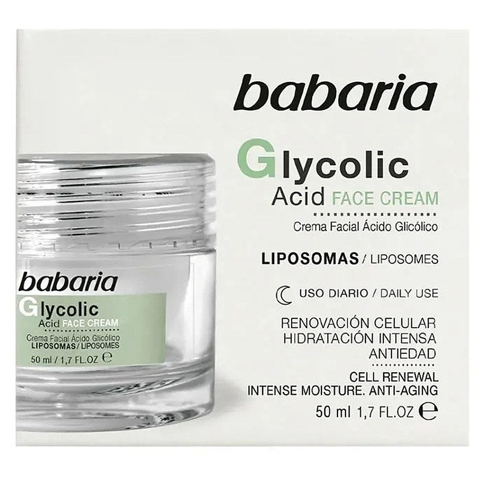 Glykolihapposoluja uudistava kasvovoide Babaria 50 ml