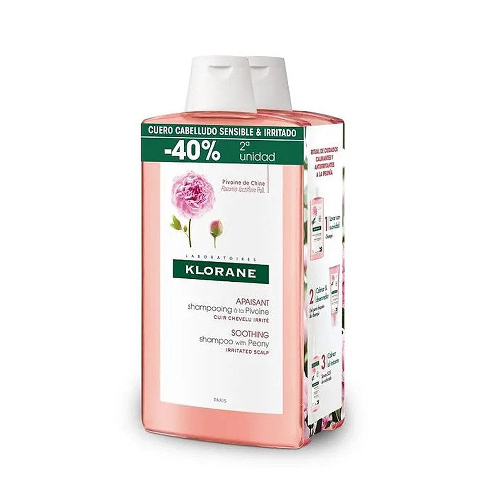 Klorane Duplo Pioni-shampoo 2 x 400 ml