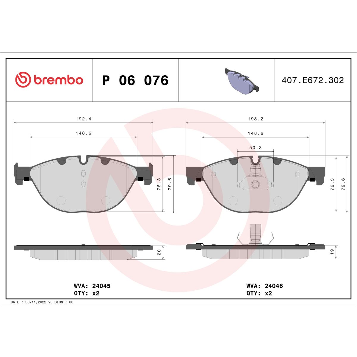 Jarrupalat, levyjarru BREMBO P 06 076