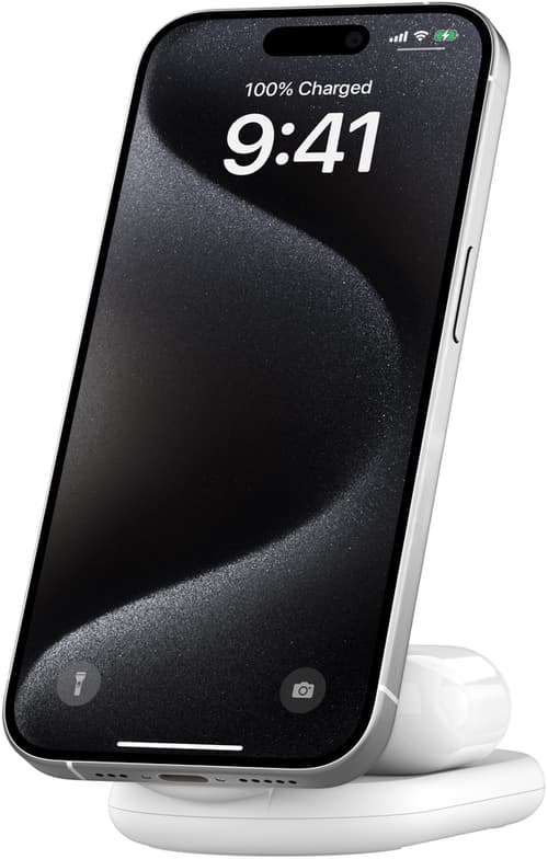 Belkin Magnetic 2-in-1 Stand Qi2 1.5m Valkoinen