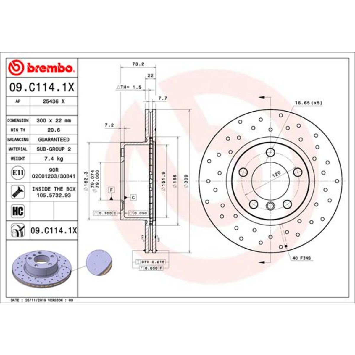 Jarrulevy BREMBO 09.C114.1X