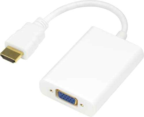 DELTACO HDMI - VGA-sovitin, 19-pin ur- 15-pin+3,5mm, 0,2m, valkoinen