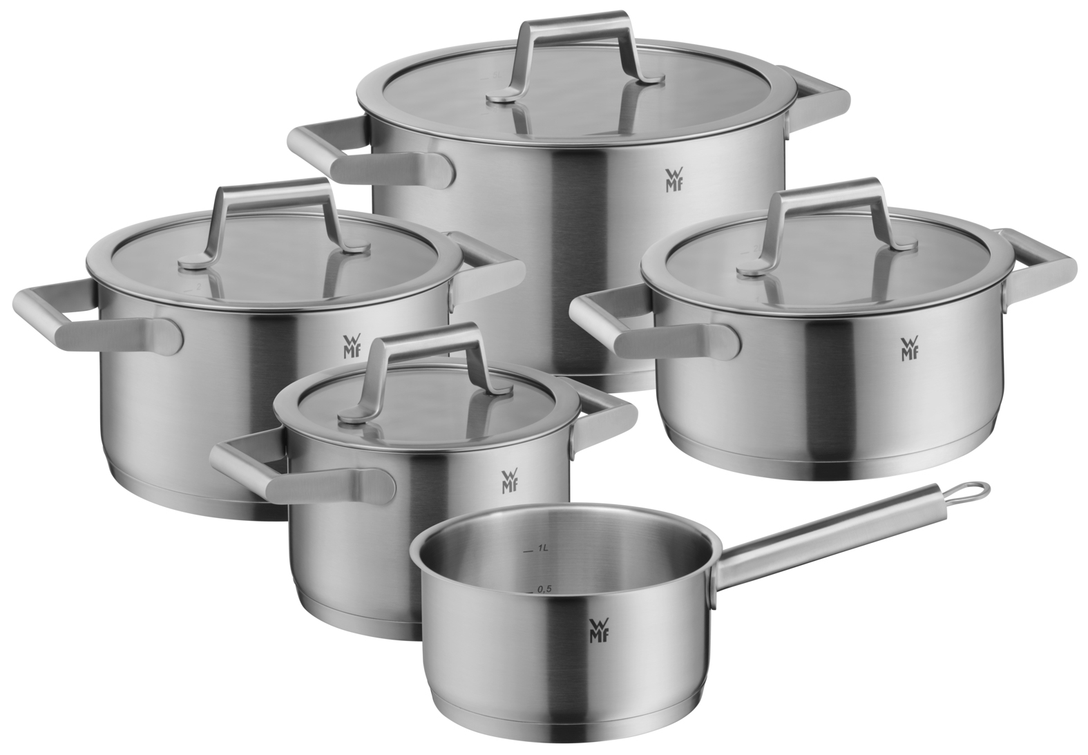 WMF Comfort Line 5 pcs. w. 4 glass lids