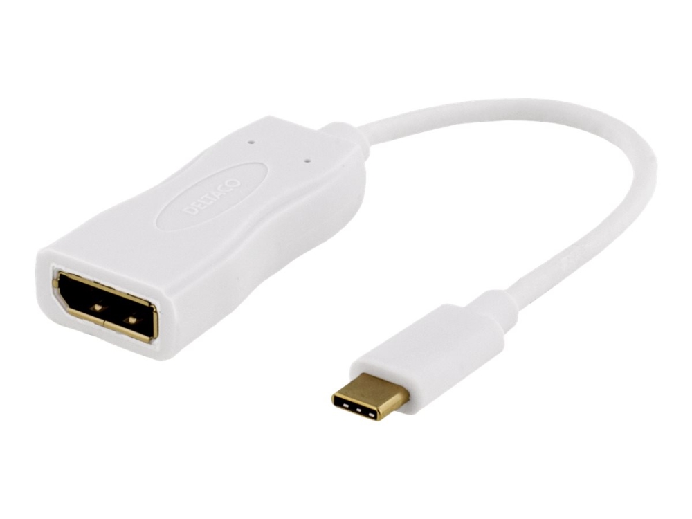 DELTACO USBC-DP1 - Ulkoinen videosovitin - USB-C 3.1 - DisplayPort - valkoinen