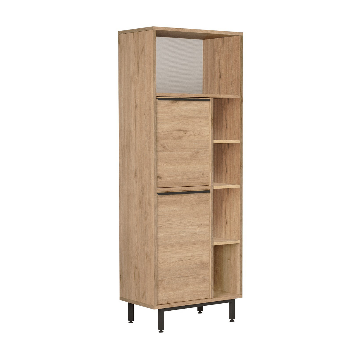 Norda Design Tyylikäs pähkinänvärinen kylpyhuonekaappi, 60 cm x 161,6 cm x 35,5 cm | 100 % melamiinipäällystetty, metallijalat | Moderni teollinen ...