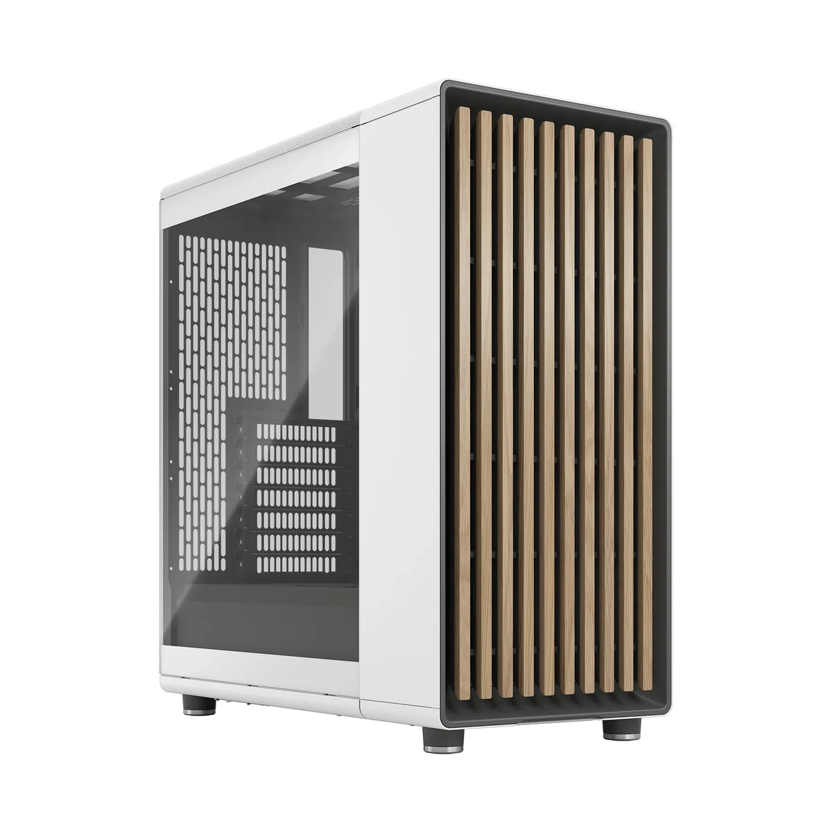 Fractal Design North -miditornikotelo ikkunalla, valkoinen