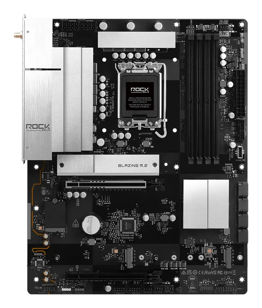 ASRock B860 Rock WiFi 7 LGA1851 ATX-emolevy