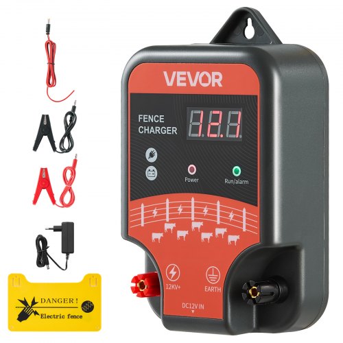 VEVOR Electric Fence Charger, 10kV 3J, AC DC Electric Fence Energizer with LED Indicator, 3 KM Range, Powerful Plug-in Fences Charger, Prevents Wild Animals Intrusion for Livestock Poultry