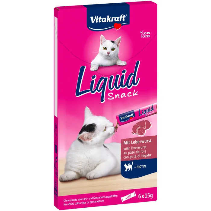 Vitakraft - Liquid Snack with Liver Sausage + Biotin 6x15g