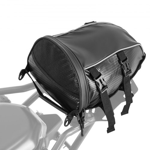 VEVOR Motorcycle Tail Bag, 10 L Motorcycle Rear Seat Bag with Waterproof Rain Cover, Outdoor Sports Motorbike Luggage Storage Trunk Rack Backpack Handbag with Shoulder Strap and Inner Pocket, Black
