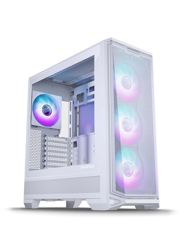 Phanteks Eclipse G400A -miditornikotelo ikkunalla ja RGB-valaistuksella, valkoinen