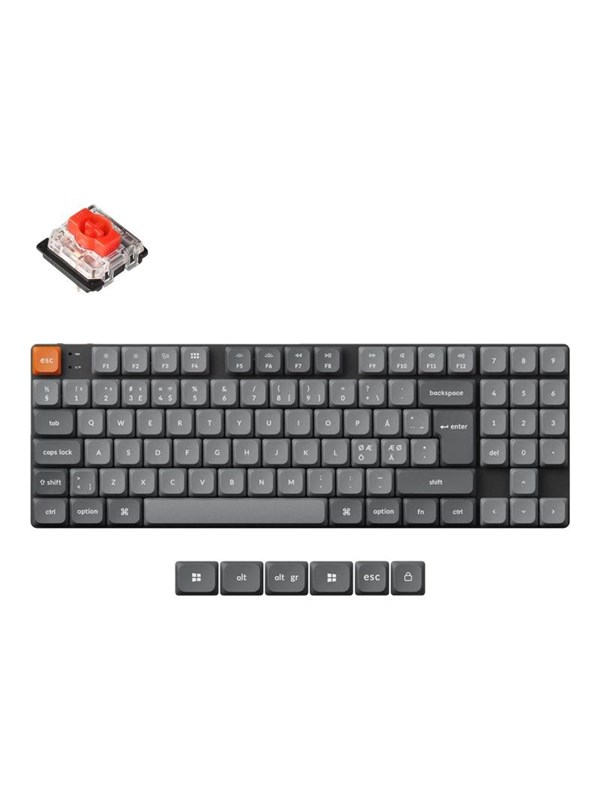 Keychron K13 Max QMK Wireless RGB Hot Swap Low Profile Red - Pelinäppäimistö - ilman numpadia - Pohjoismainen - Musta