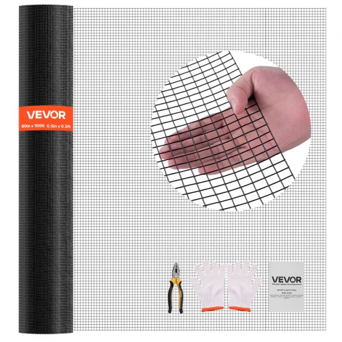 VEVOR Hardware Cloth 152cm x 30.4m, 1/2 in 19 Gauge Galvanized Wire Mesh Roll, Weather-Resistant Vinyl Coated Chicken Wire Fencing, Heavy Duty Welded Garden Plant Fencing for Rabbit Cage Snake Fence
