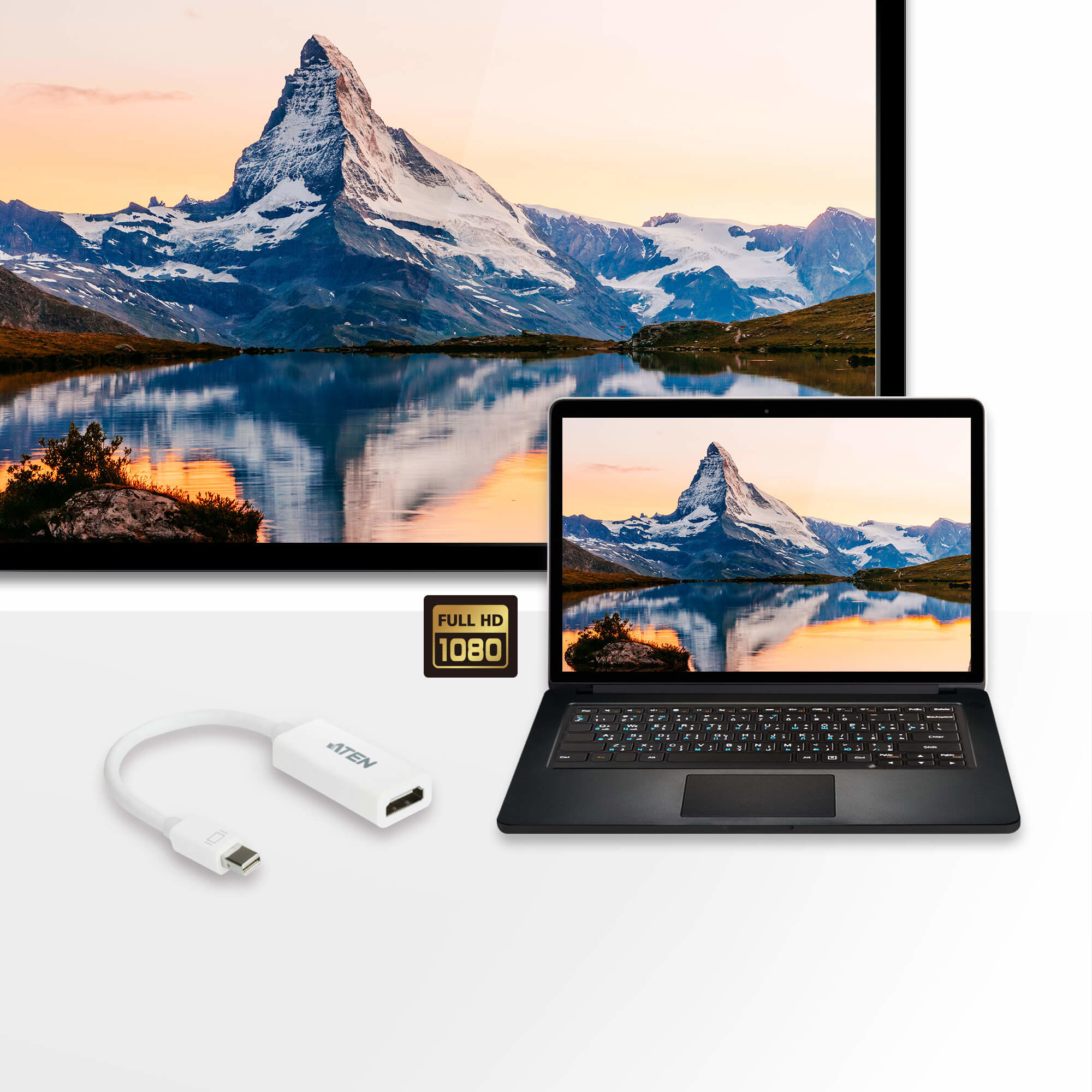 ATEN VC980-AT Mini DisplayPort – HDMI -sovitin, 19 cm, valkoinen