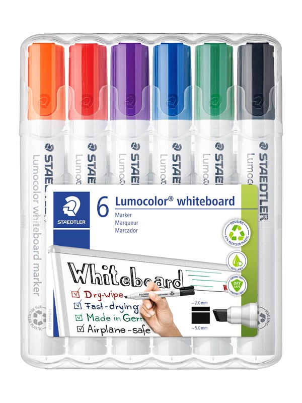 Staedtler Valkotaulukynä Lumoc. 6 kpl laatikko.