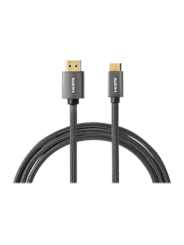 Nedis High Speed HDMI TM Kaapeli Ethernet | HDMITM liitin | HDMITM Mini | 4K@60Hz | 18 Gbps | 2.00 m | Pyöreä | Puuvilla | Antrasiitti / Gun Metal Harmaa | Laatikko kannella ja ikkunalla