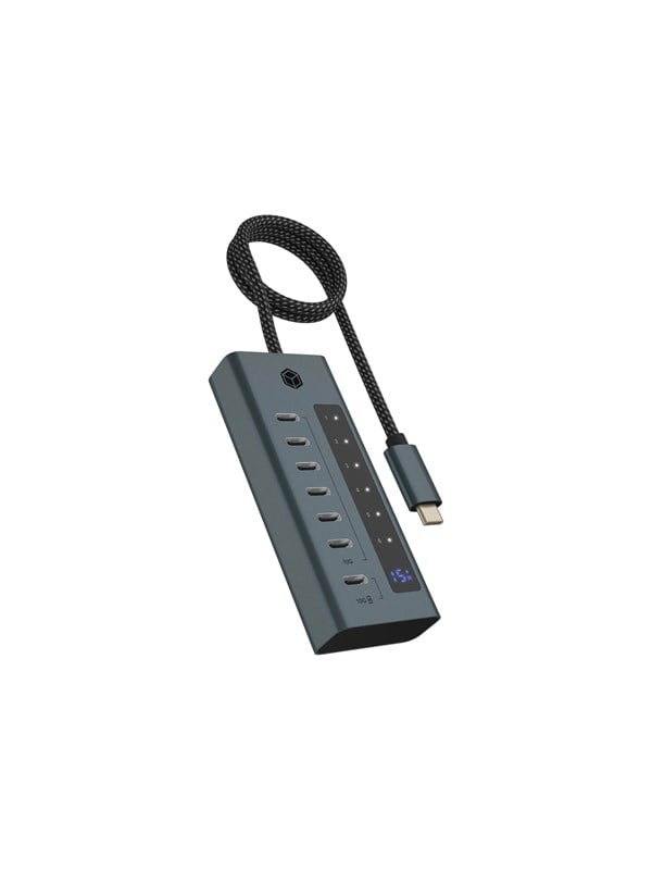 ICY BOX IB-HUB1457-C31 USB hub - 7 porttia - Harmaa