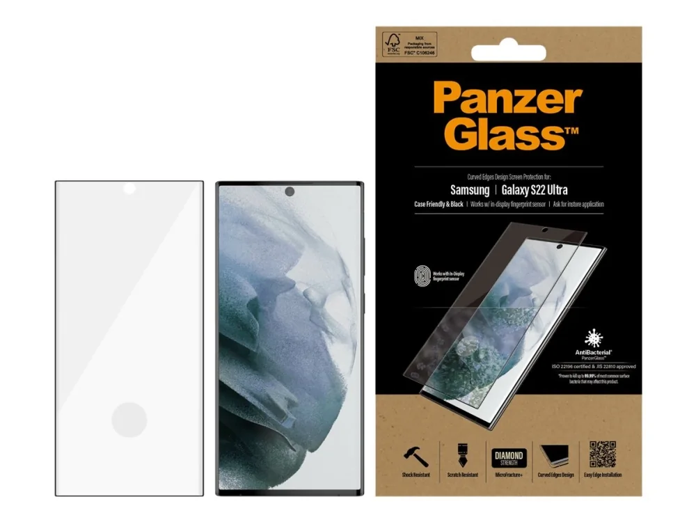 PanzerGlass™ | Koteloystävällinen - Skærmbeskytter matkapuhelimeen - Reunasta reunaan sopiva - rammefarve lajittelu | Samsung Galaxy S22 Ultra