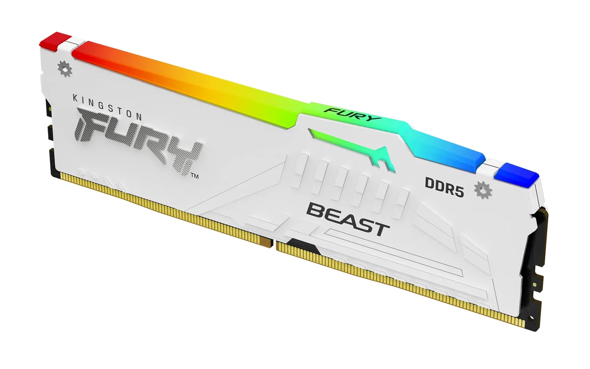 Kingston FURY Beast RGB 32 Gt (1 x 32 Gt) DDR5 6000 MHz, CL36 -muisti, valkoinen (EXPO)