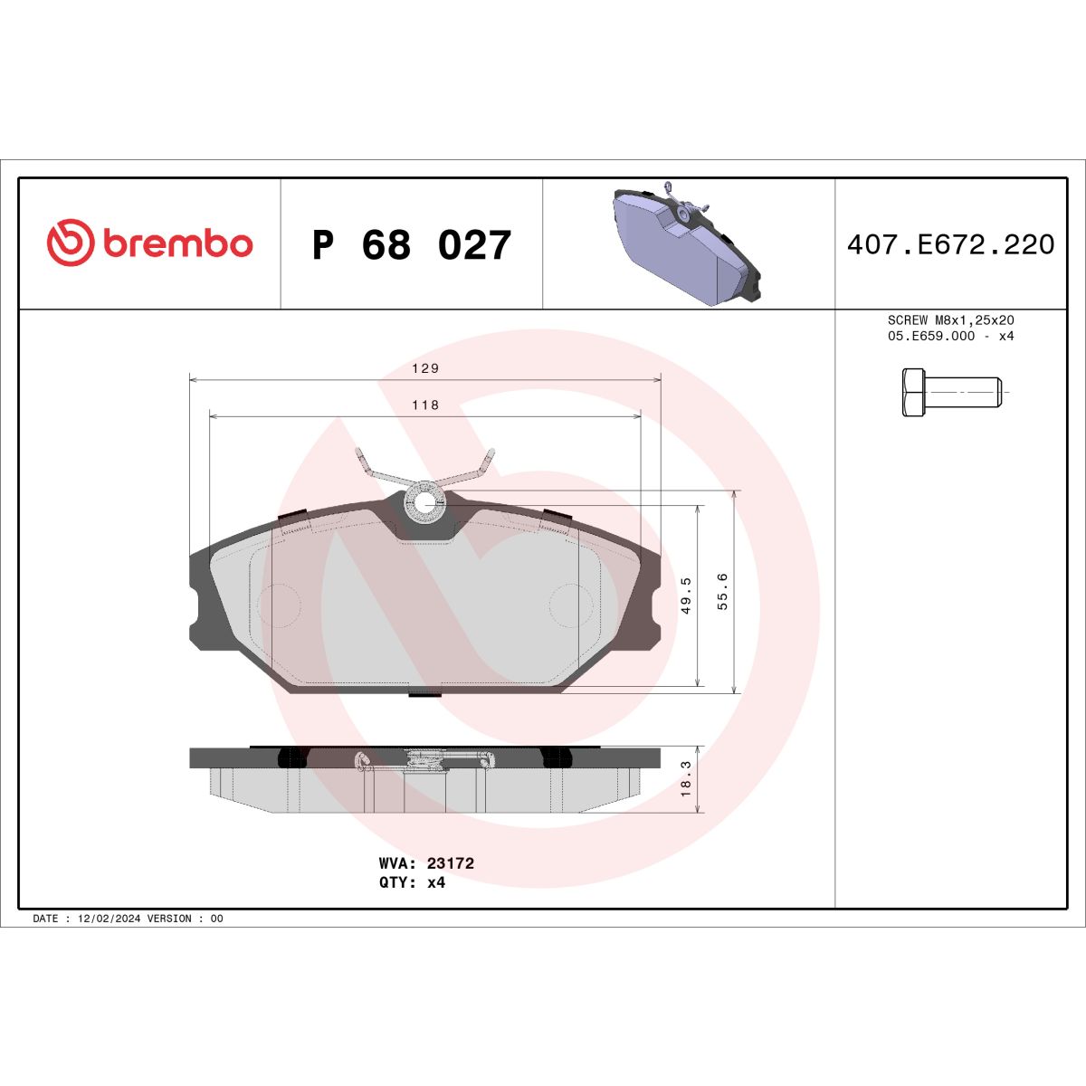 Jarrupalat, levyjarru BREMBO P 68 027