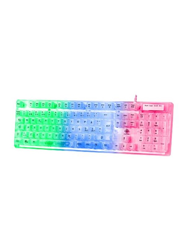 Deltaco GAMING DK250 Transparent Membrane Keyboard - Pelinäppäimistö - Pohjoismainen - Läpinäkyvä