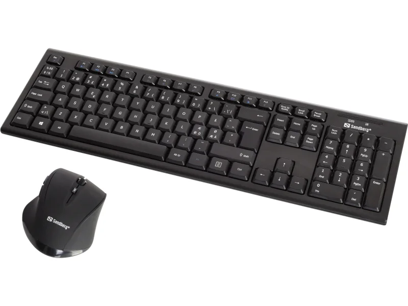 Sandberg Wireless Office DesktopSet Nor, Langaton, Langaton RF, Mekaaninen, QWERTY, Musta, Sisältää hiiren