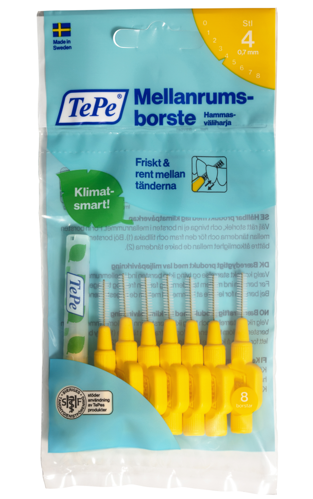 Tepe hammasväliharja 0,7mm keltainen 8 kpl f