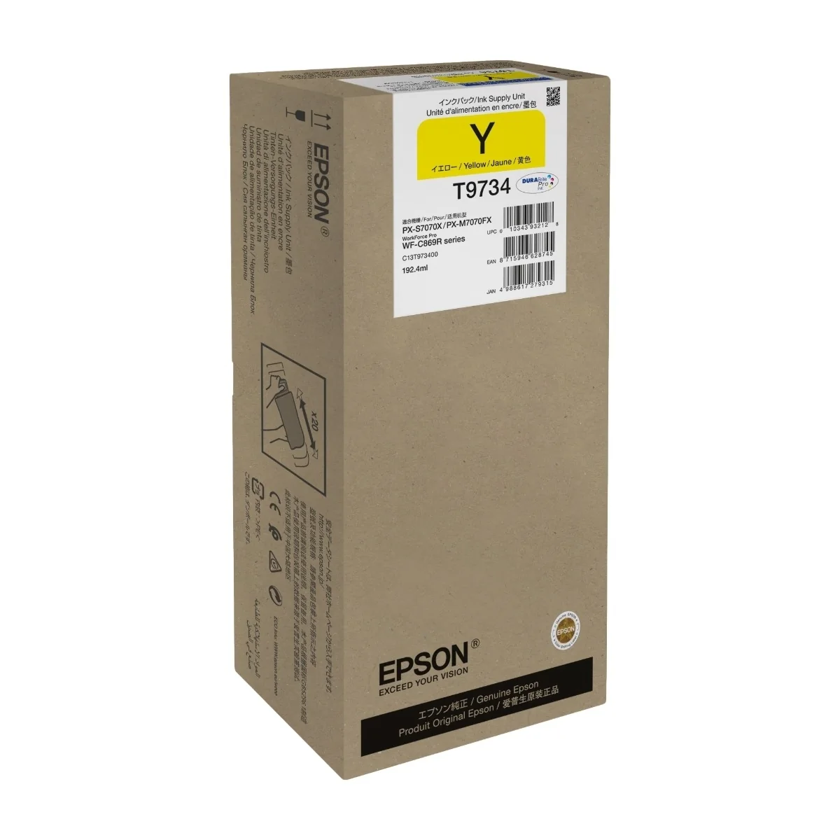 Epson WorkForce Pro WF-C869R XL -mustekasetti, 192.4 ml, keltainen