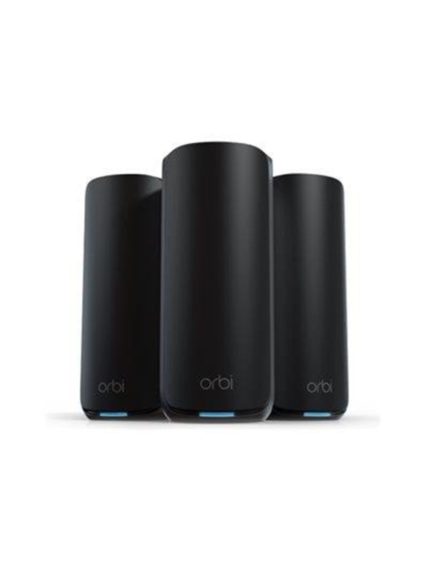 Netgear Orbi RBE873 -mesh WiFi -järjestelmä, Wi-Fi 7, Tri-band, 3 kpl, 10G WAN -portilla, Black Edition