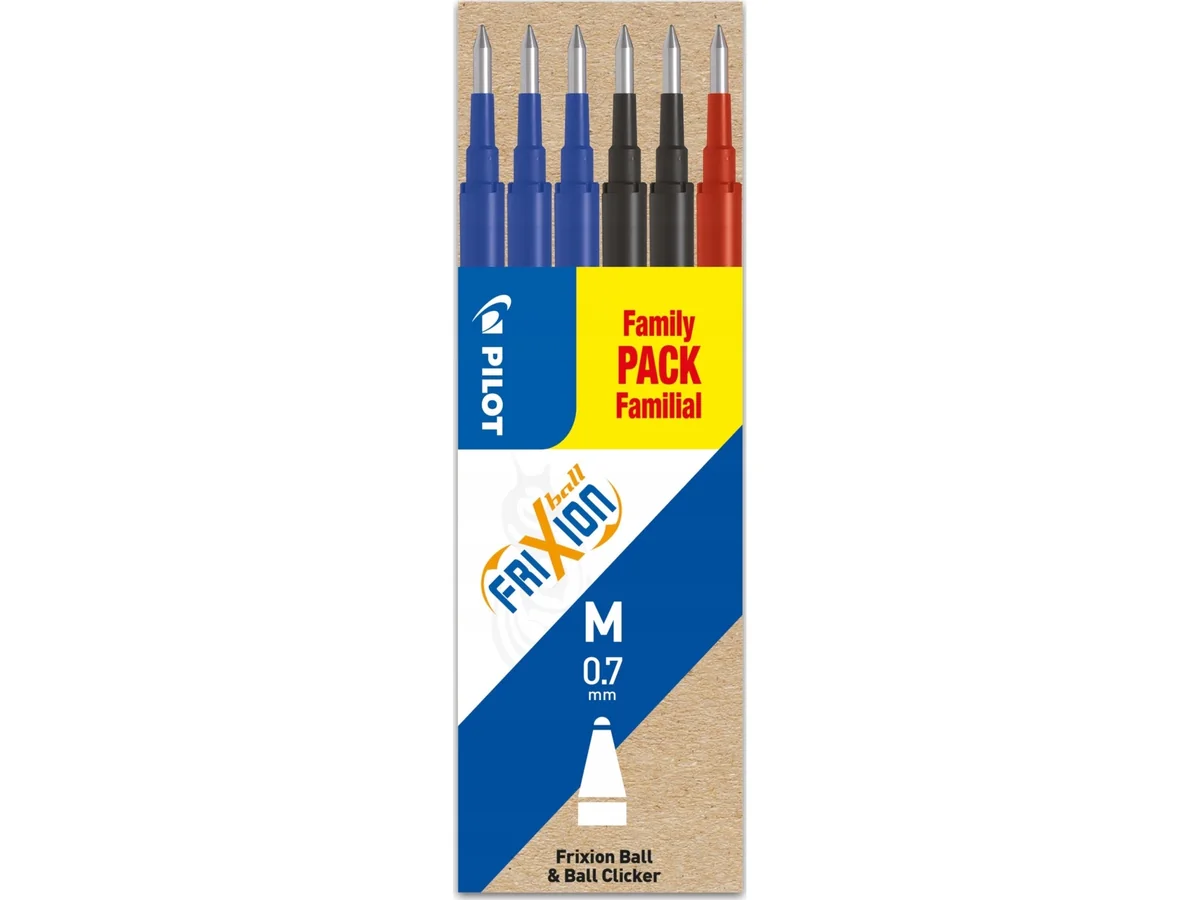 Refill Pilot Frixion Clicker Medium 0,7 mm med 6 stk. ass. farver