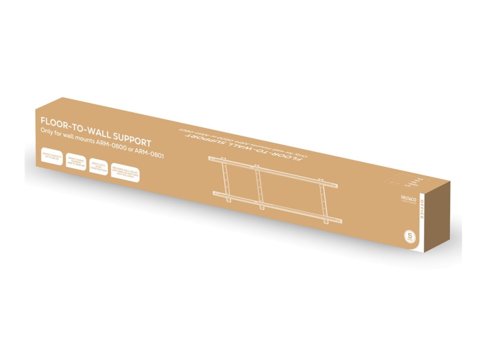 Deltaco Office Floor-Wall Support for Heigth-Adjustable Mount