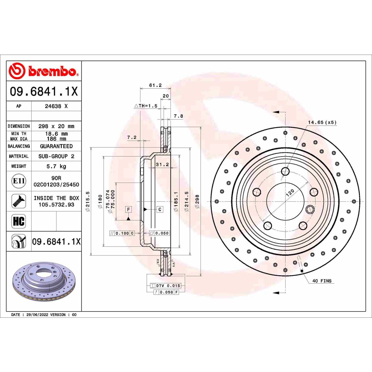 Jarrulevy BREMBO 09.6841.1X