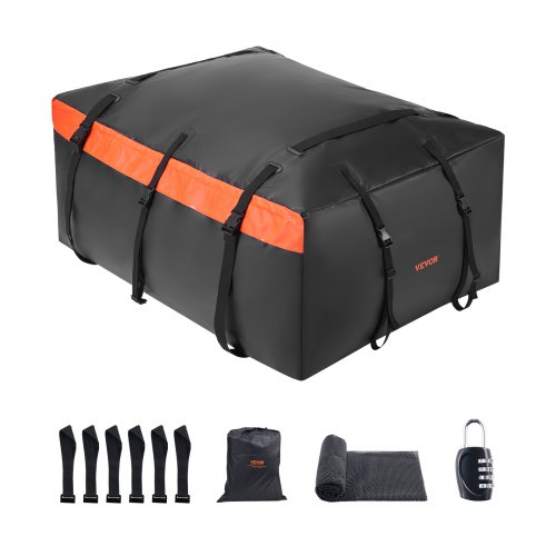 VEVOR Car Rooftop Cargo Carrier Bag, 20 Cubic Feet Roof Cargo Carrier, Heavy Duty 840D PVC 100% Waterproof Car Roof Luggage Bag for All Vehicle with/without Rack- with Lock, Anti-Slip Mat, 6 Door Hook