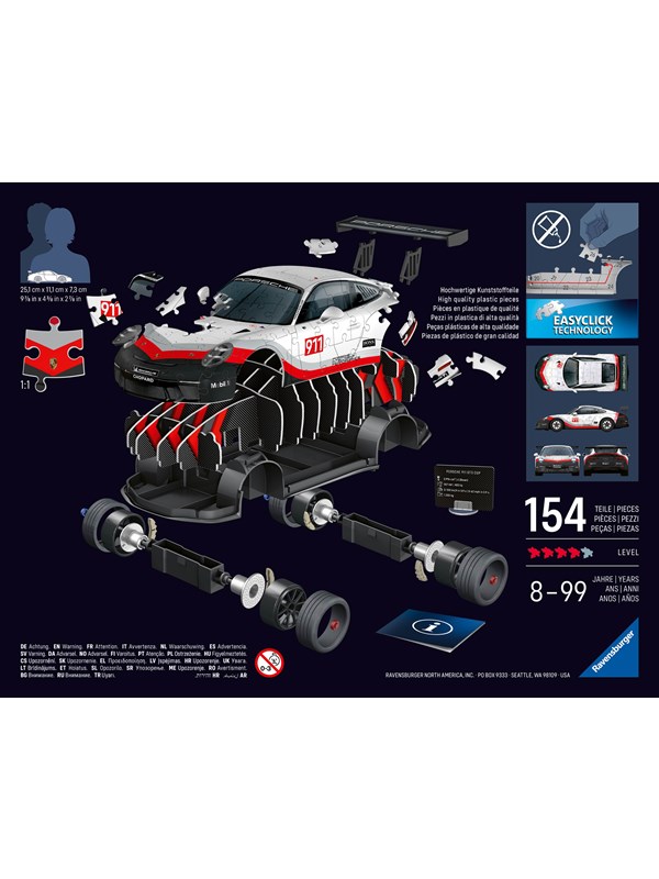 Ravensburger Porsche GT3 Cup 3D Puzzle, 108pc 3D Palapeli