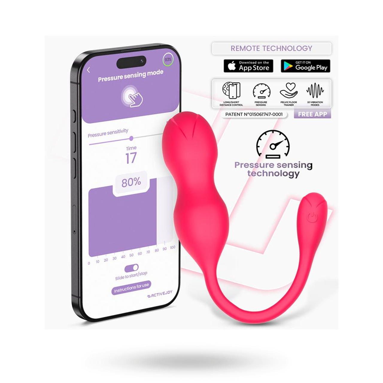 Kyra Pelvic Floor Trainer Pressure Sensing App App:illa ohjatut kegelskuulat
