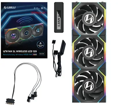 Lian Li UNI FAN SL Wireless LCD 120 Reverse Blade, Tuuletin, 12 cm, musta