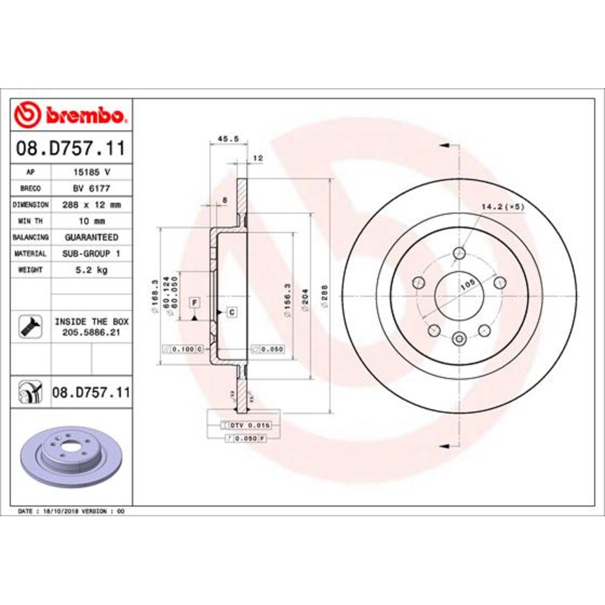 Jarrulevy BREMBO 08.D757.11