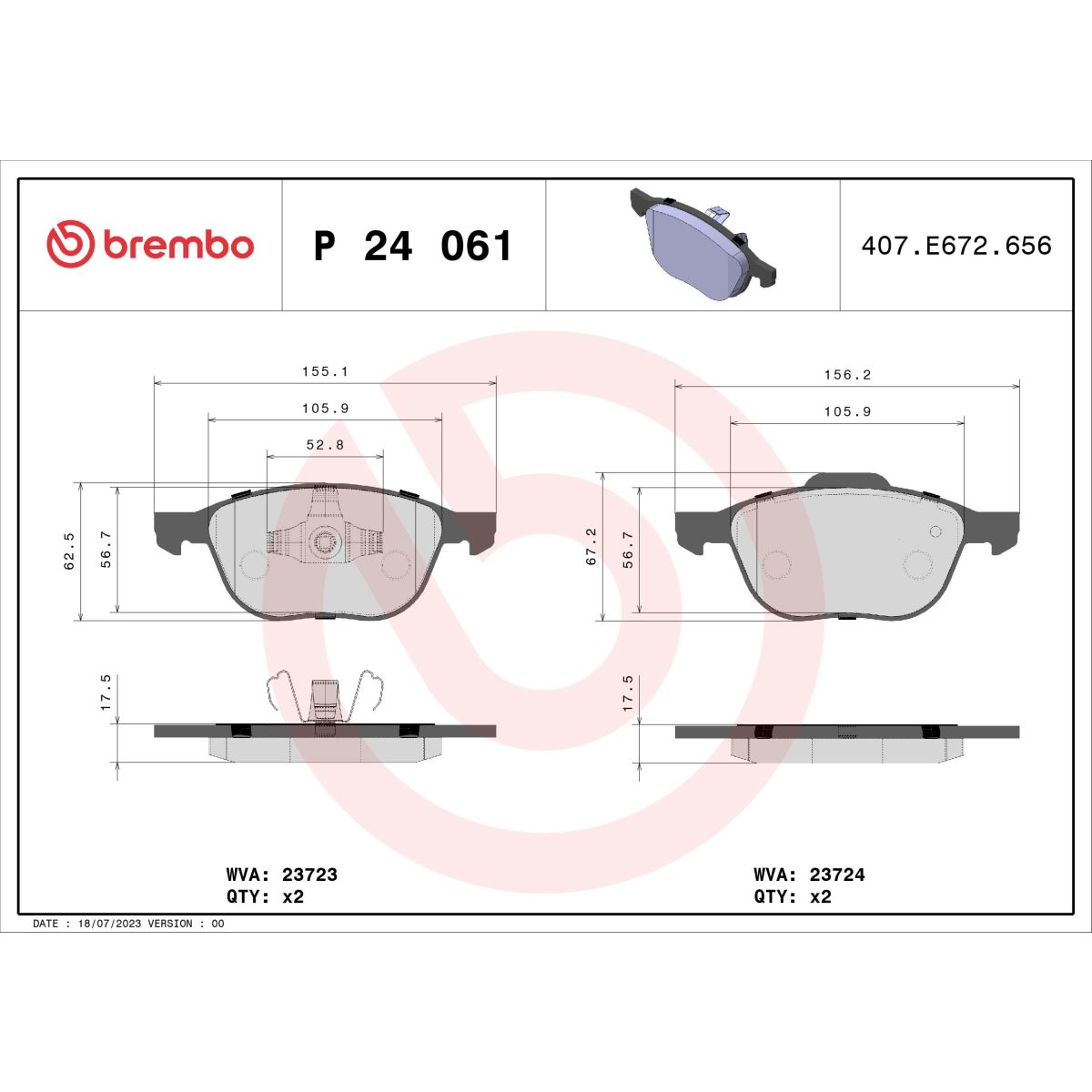 Jarrupalat, levyjarru BREMBO P 24 061X