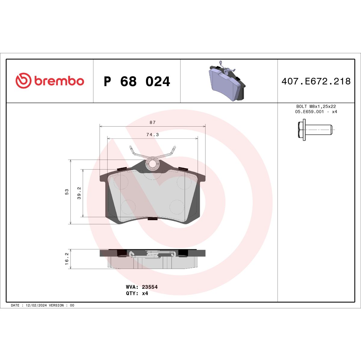 Jarrupalat, levyjarru BREMBO P 68 024